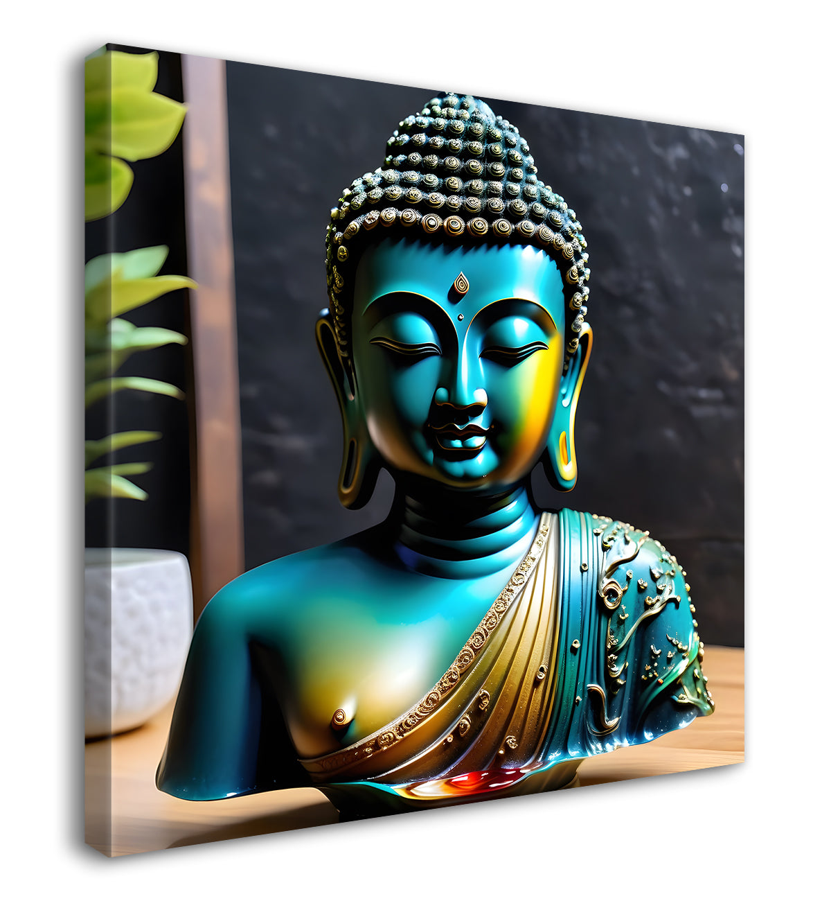 Lord Buddha Rasin art marble finish Golden painting 24x24 inch Buddha-S-162