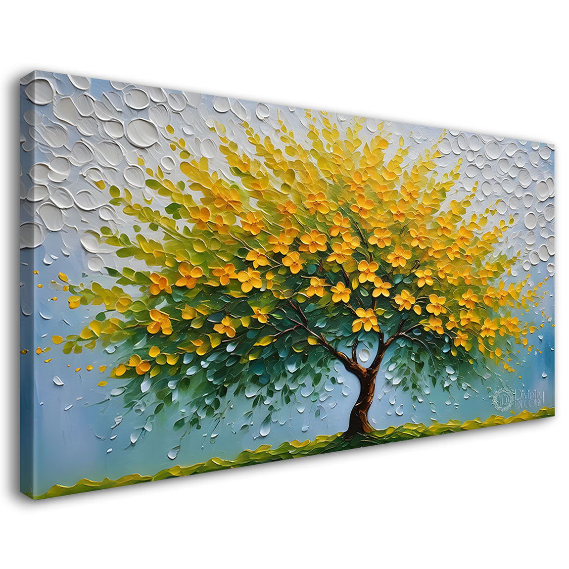 Yellow tree in textured modern art- Design - Tree-162