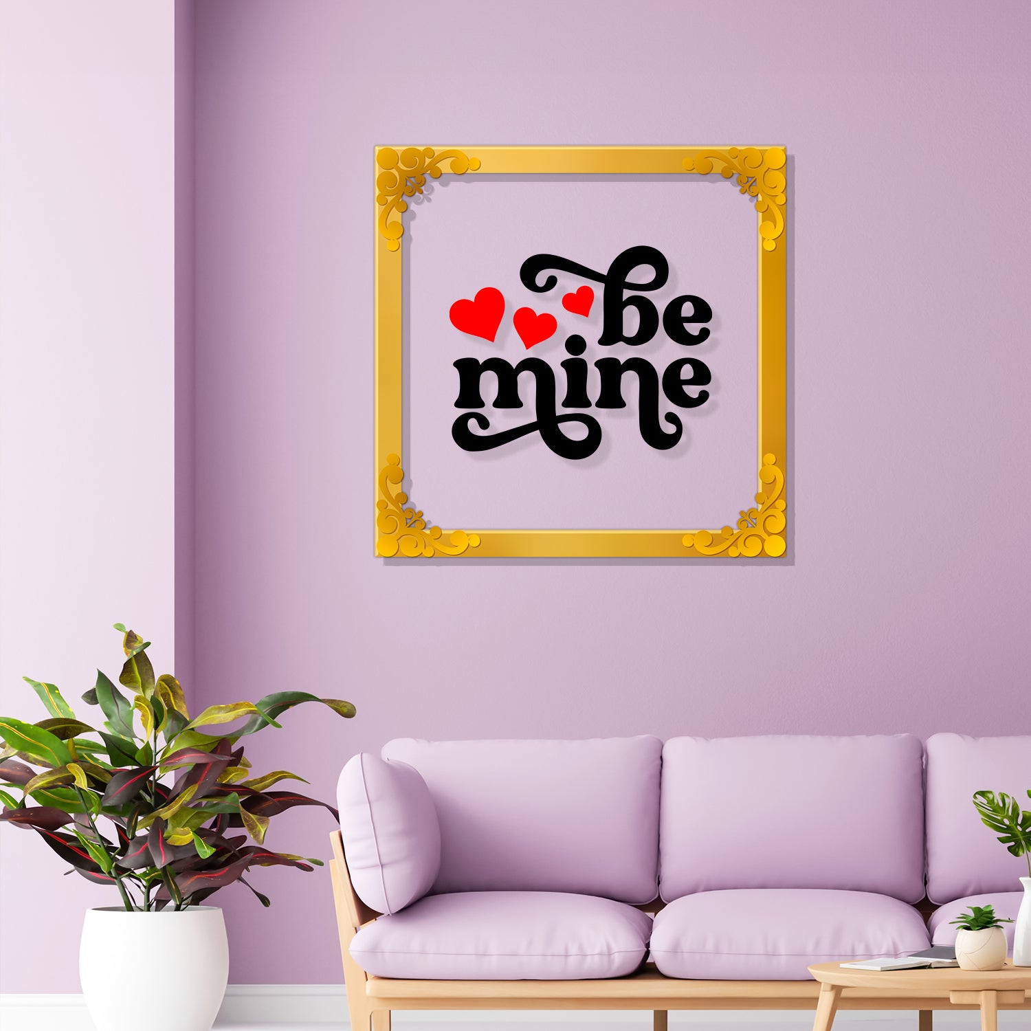 Be mine Golden Plaque for Gifting, Wall Decor Clear UV print with Golden Border-163