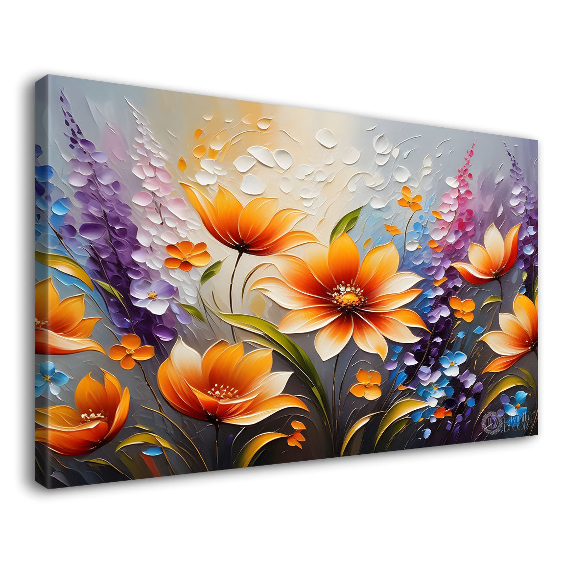 Colorful flowers with blue background- Design - Flower-163