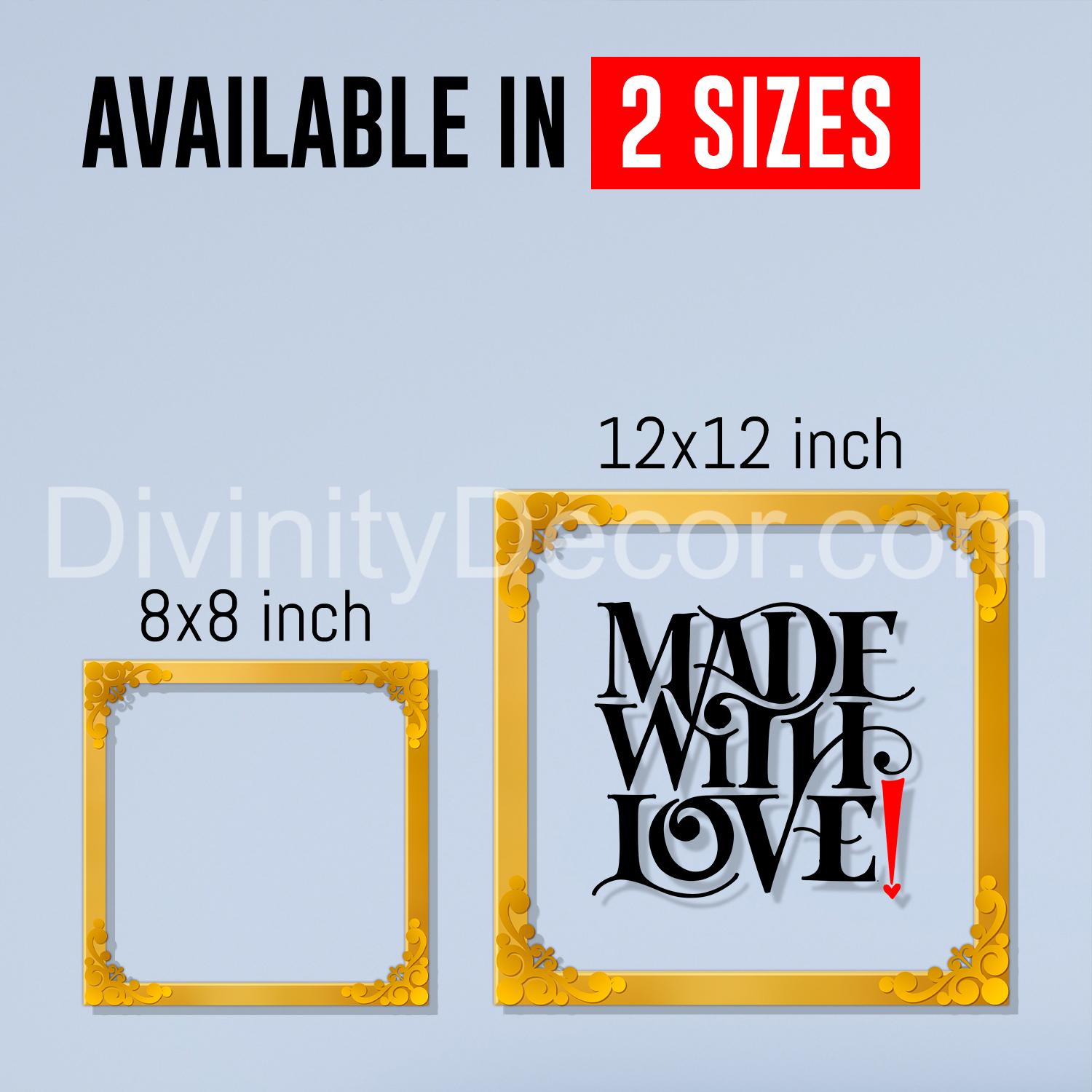 Make with love Golden Plaque for Gifting, Wall Decor Clear UV print with Golden Border-164