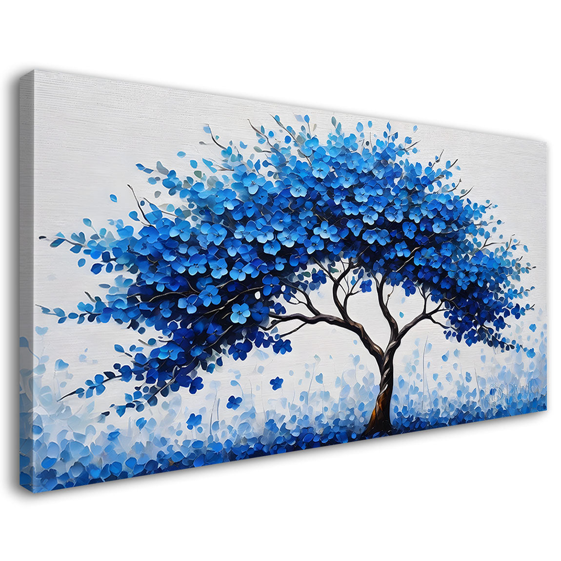 Blue tree in textured modern art- Design - Tree-164