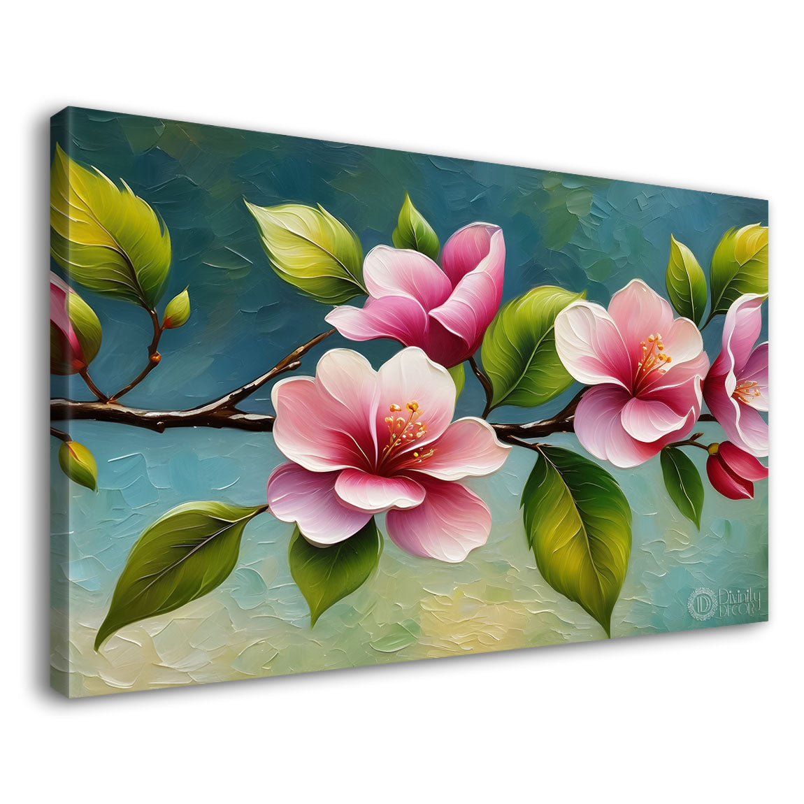 Pink flowers with green background- Design - Flower-164