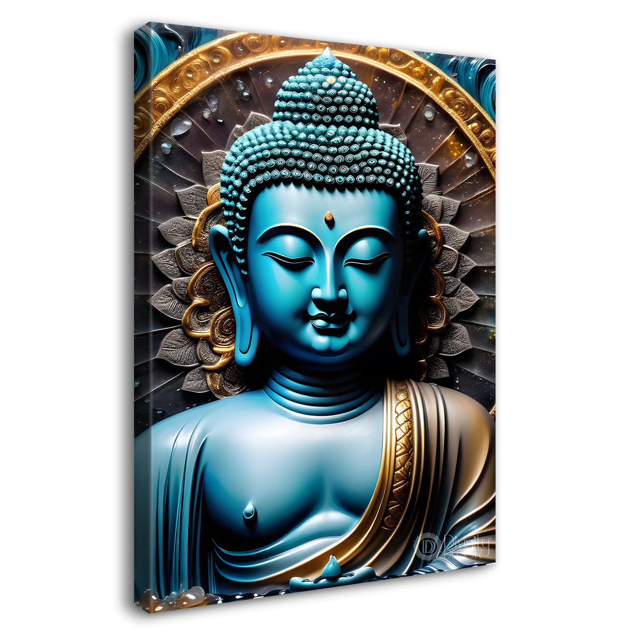 Blue buddha with dark texturd painting - Buddha-V-164
