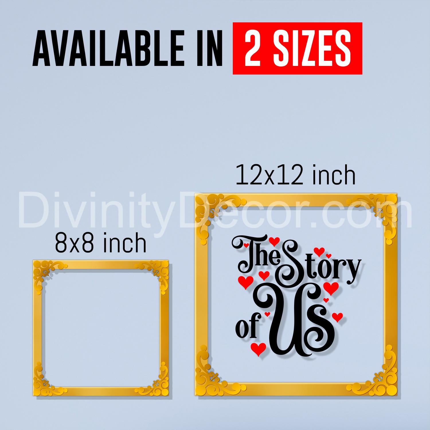 The story of us Golden Plaque for Gifting, Wall Decor Clear UV print with Golden Border-165