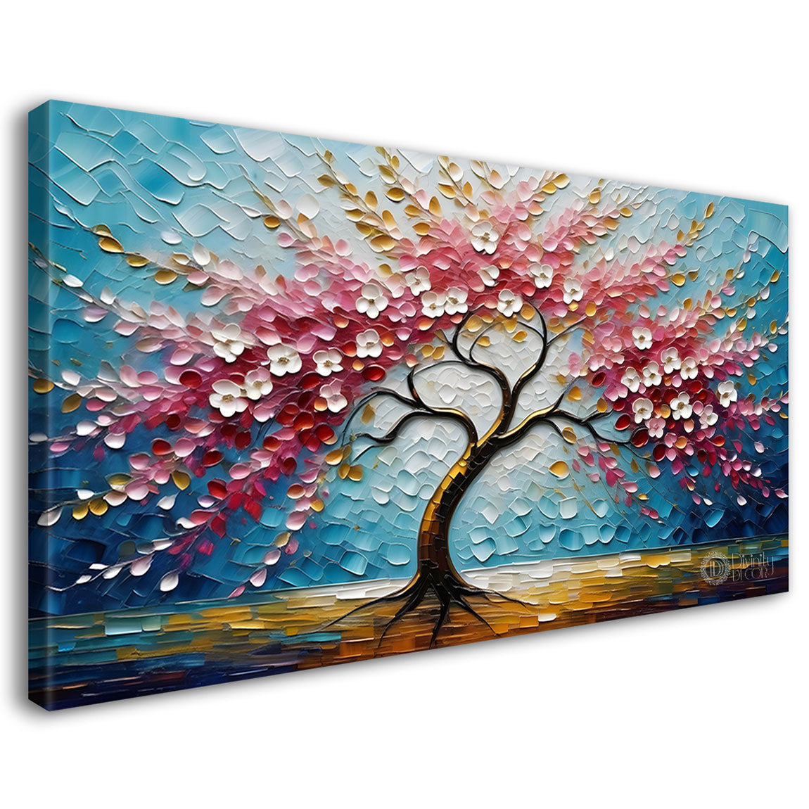 Spring tree in textured modern art- Design - Tree-165