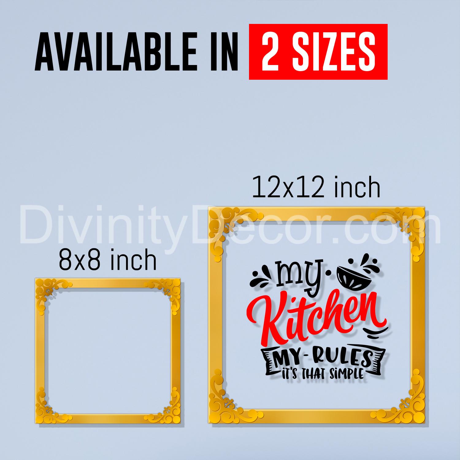 My kitchen my rules it's that simple Golden Plaque for Gifting, Wall Decor Clear UV print with Golden Border-166