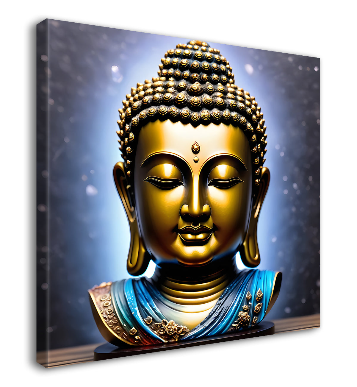 Lord Buddha Rasin art marble finish Golden painting 24x24 inch Buddha-S-166