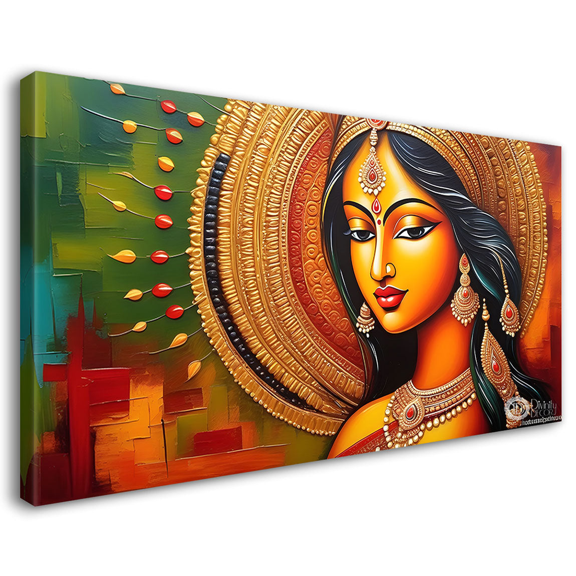 Beautiful Indian lady face textured modern art Canvas Painting - Design - Modern-L-167
