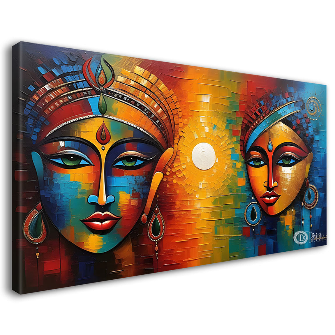 Two Tribal ladies textured painting Canvas Painting - Design - Modern-L-168