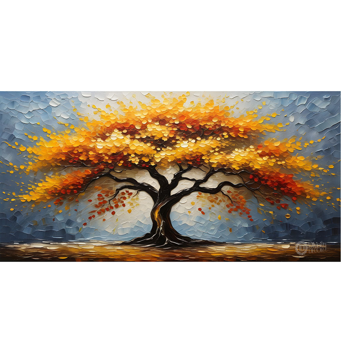 Orange tree in textured modern art- Design - Tree-168