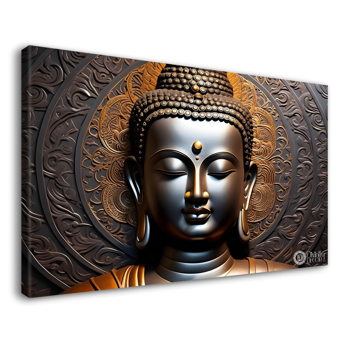 Golden buddha with dark background painting Canvas Wall Painting - Buddha-169