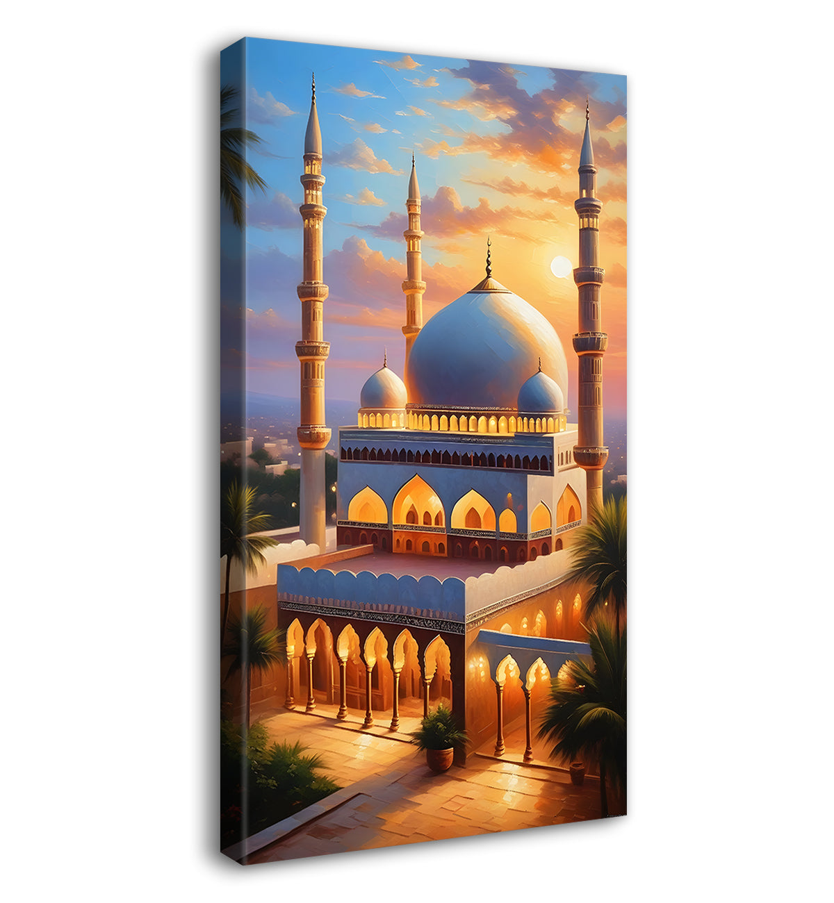 Islamic mosque with bright colours modern art  - Islamic paintings-V-16