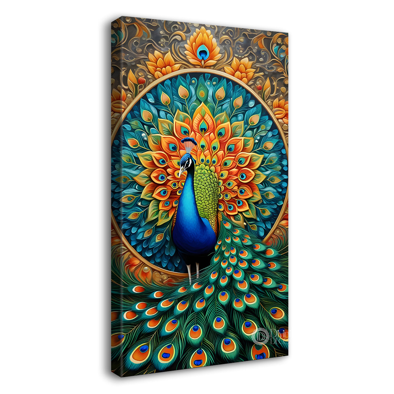 Peacock in bright colours with flowers modern art - Design - Peacock-V-16