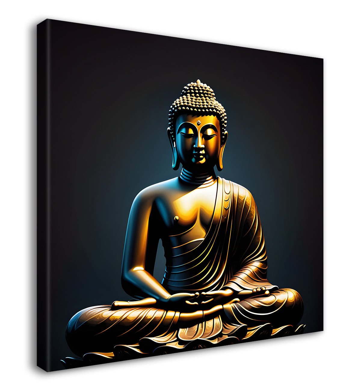 Golden Buddha with Dark Blue Background painting 24x24 inch Buddha-S-16
