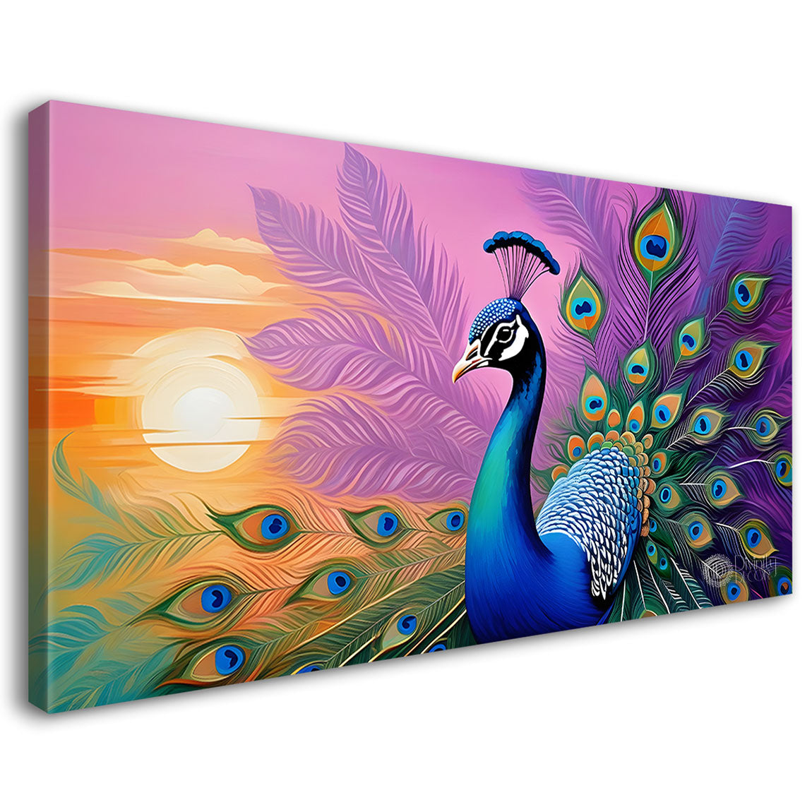 Peacock with sunset background modern art Canvas Painting - Design - Peacock-17
