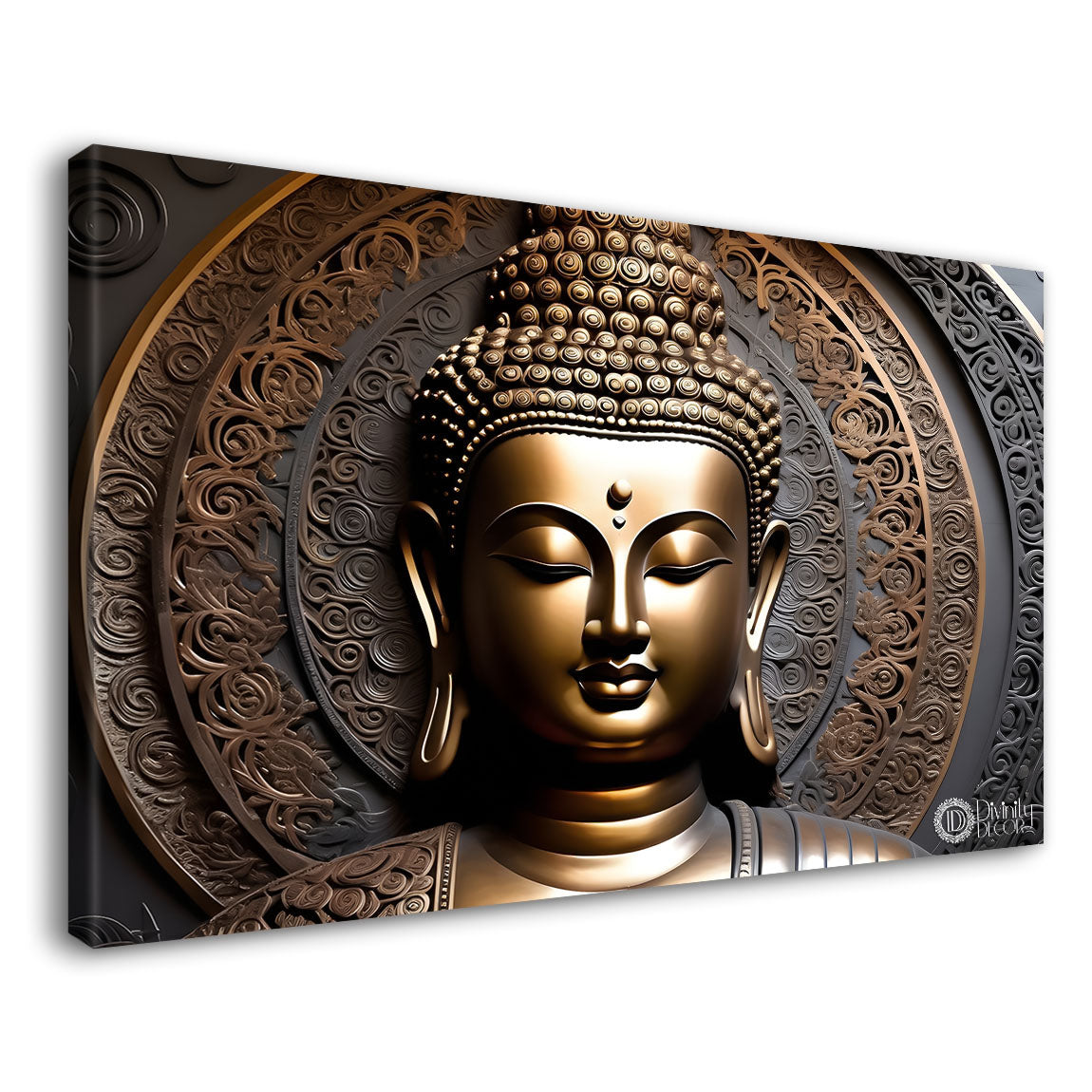 Golden buddha with dark background painting Canvas Wall Painting - Buddha-170