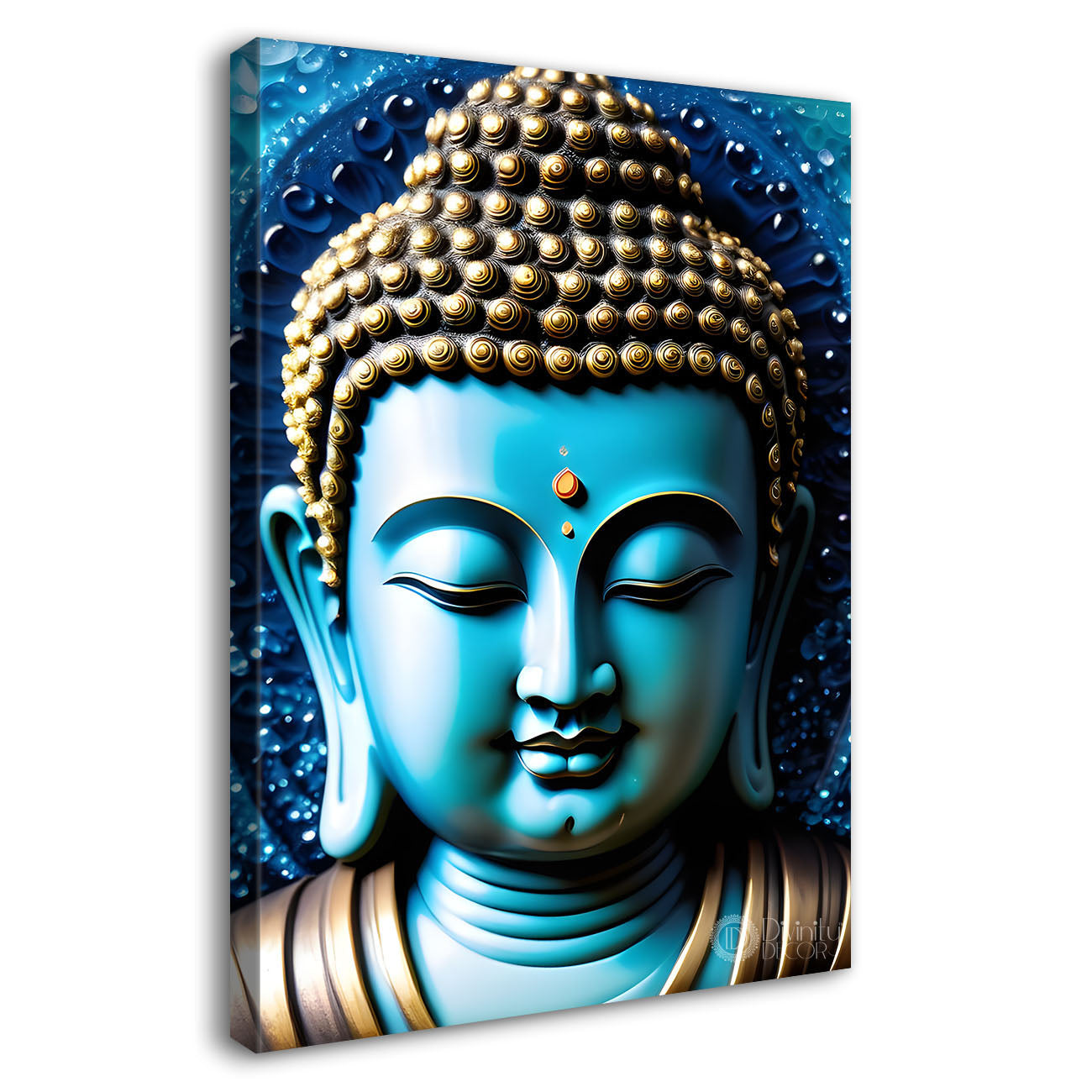 Blue buddha with dark texturd painting-V-171