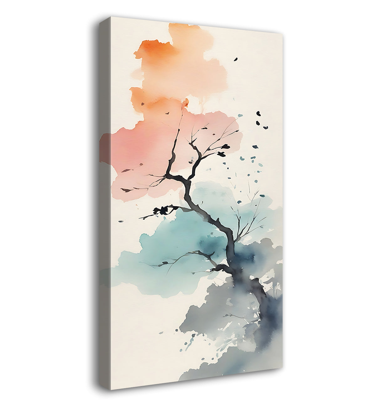 Colourful tree in textured water colour art Canvas Painting - Nature Art -V-171
