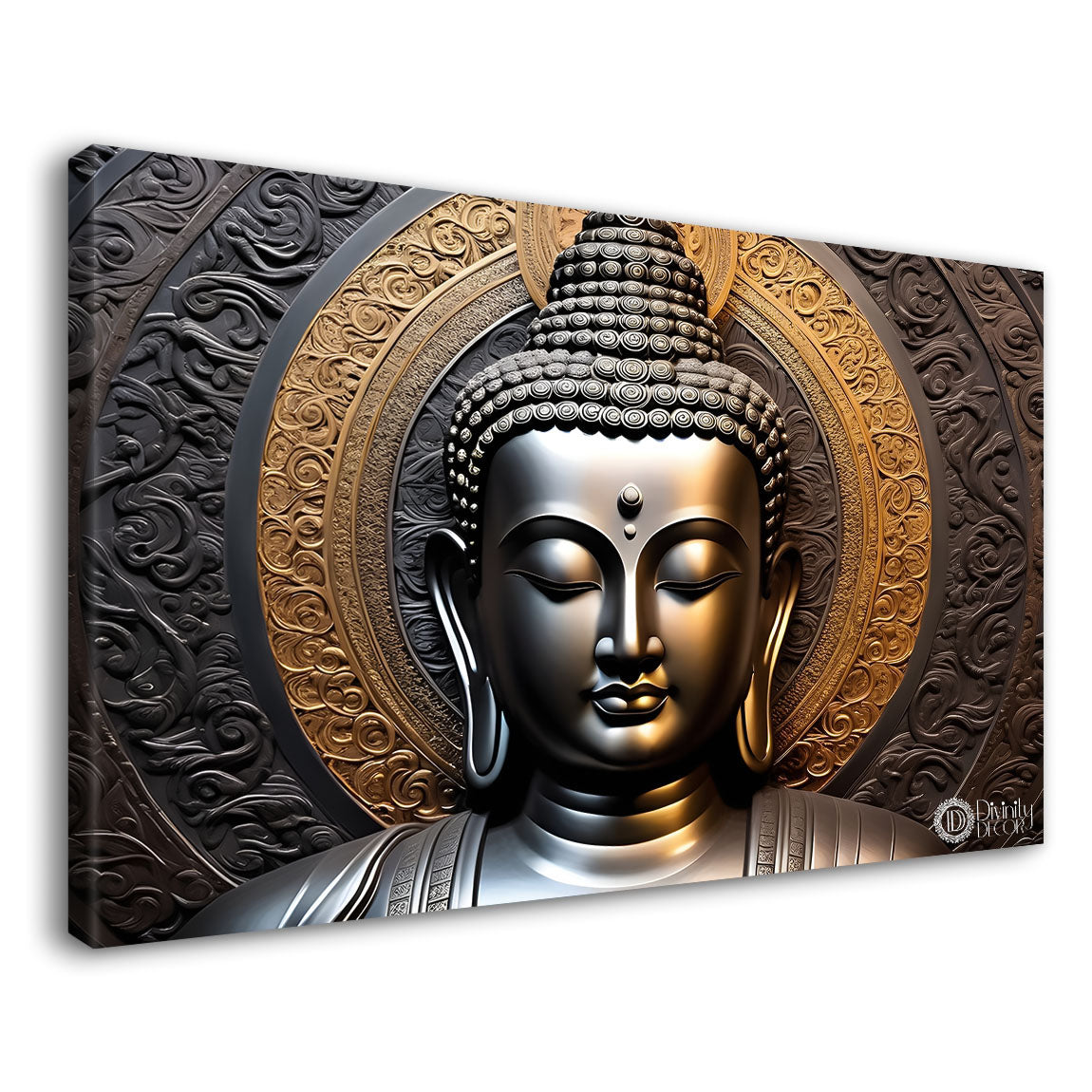 Golden buddha with dark background painting Canvas Wall Painting - Buddha-172