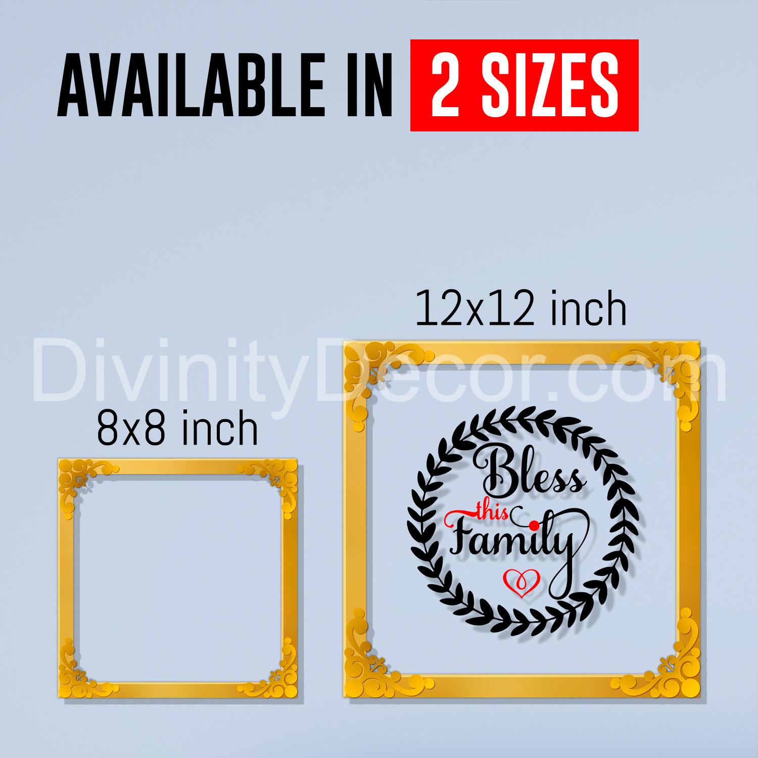 Bless this family Golden Plaque for Gifting, Wall Decor Clear UV print with Golden Border-173