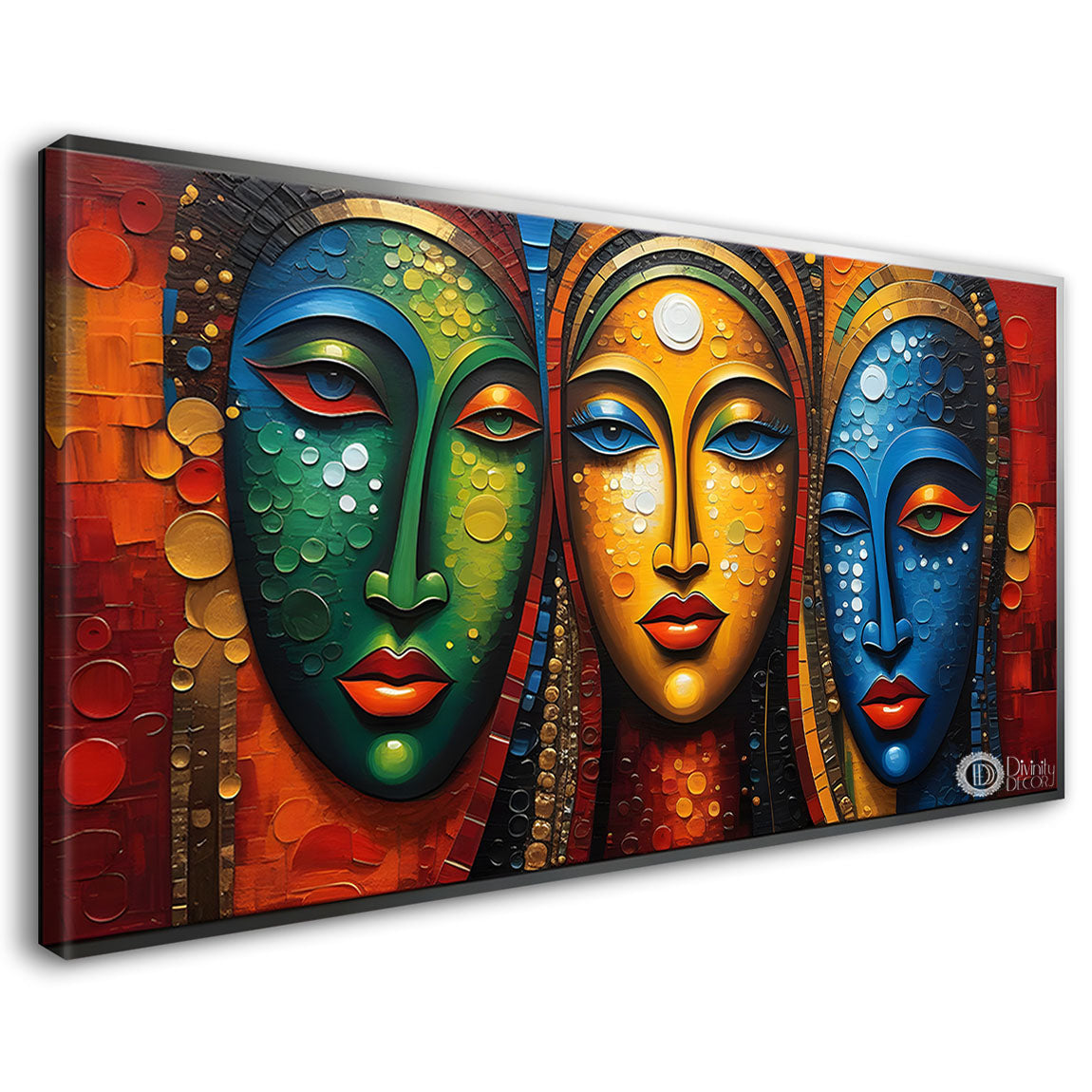 Multiple human faces textured modern art Canvas Painting - Design - Modern-L-173