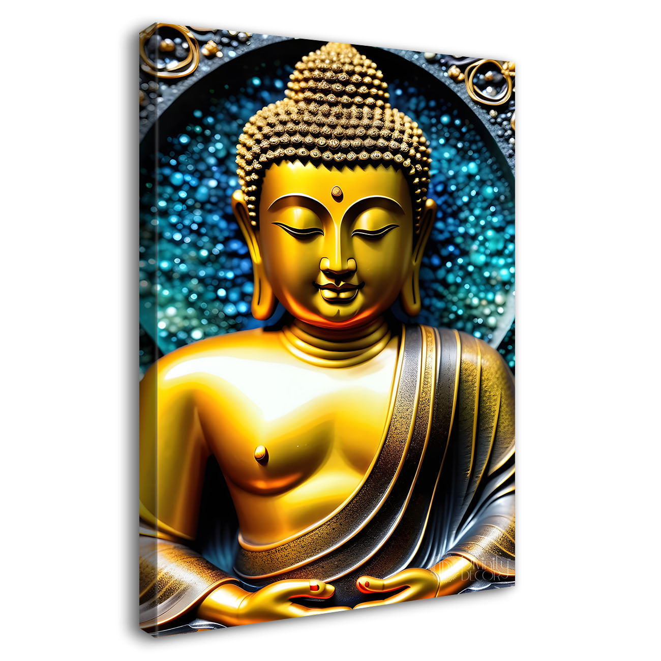 Golden buddha with grey texturd painting-V-172
