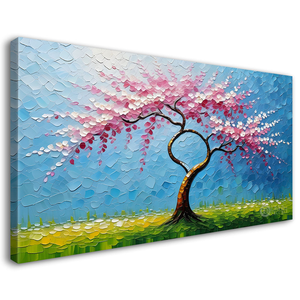 Spring tree in textured modern art- Design - Tree-173