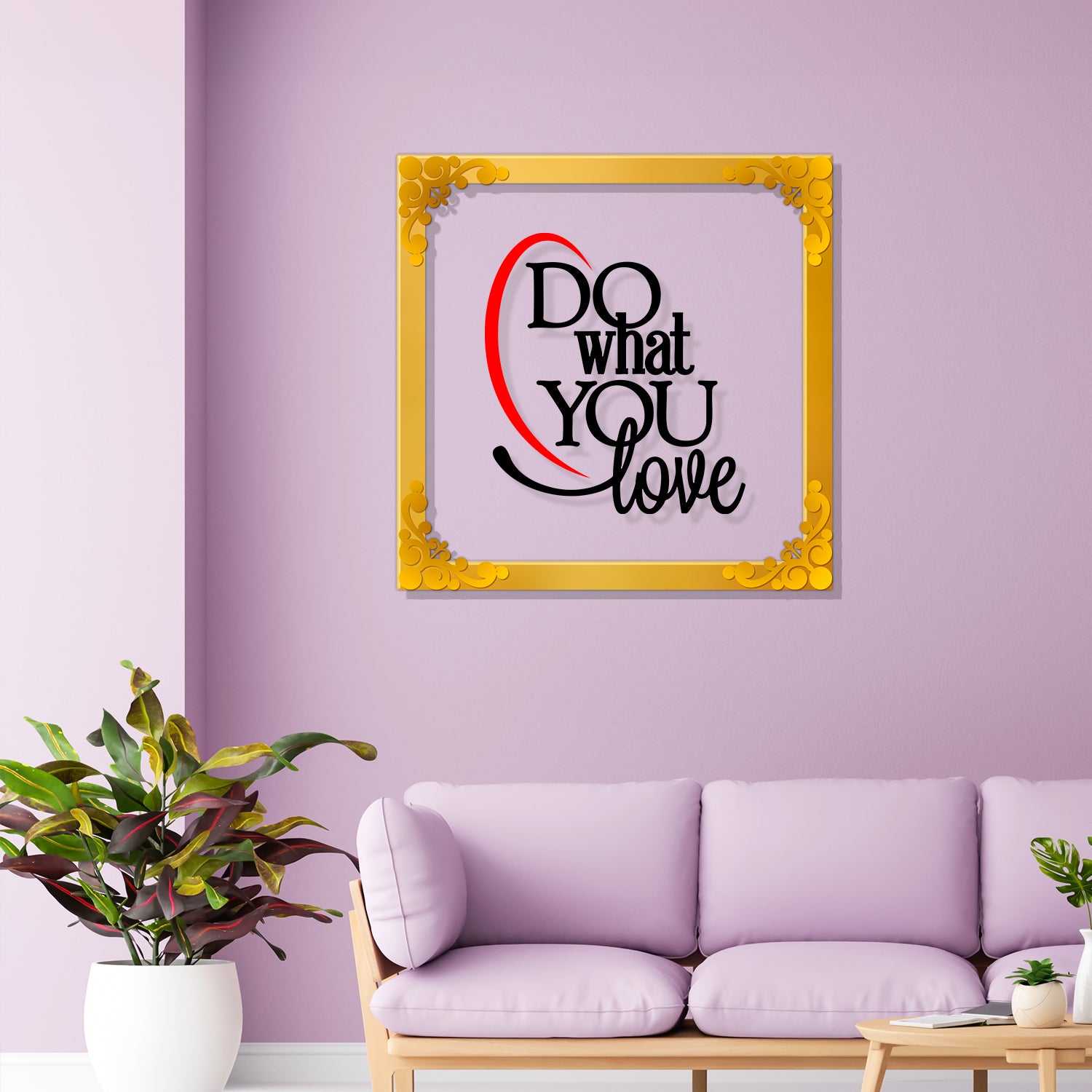 Do what you love Golden Plaque for Gifting, Wall Decor Clear UV print with Golden Border-174