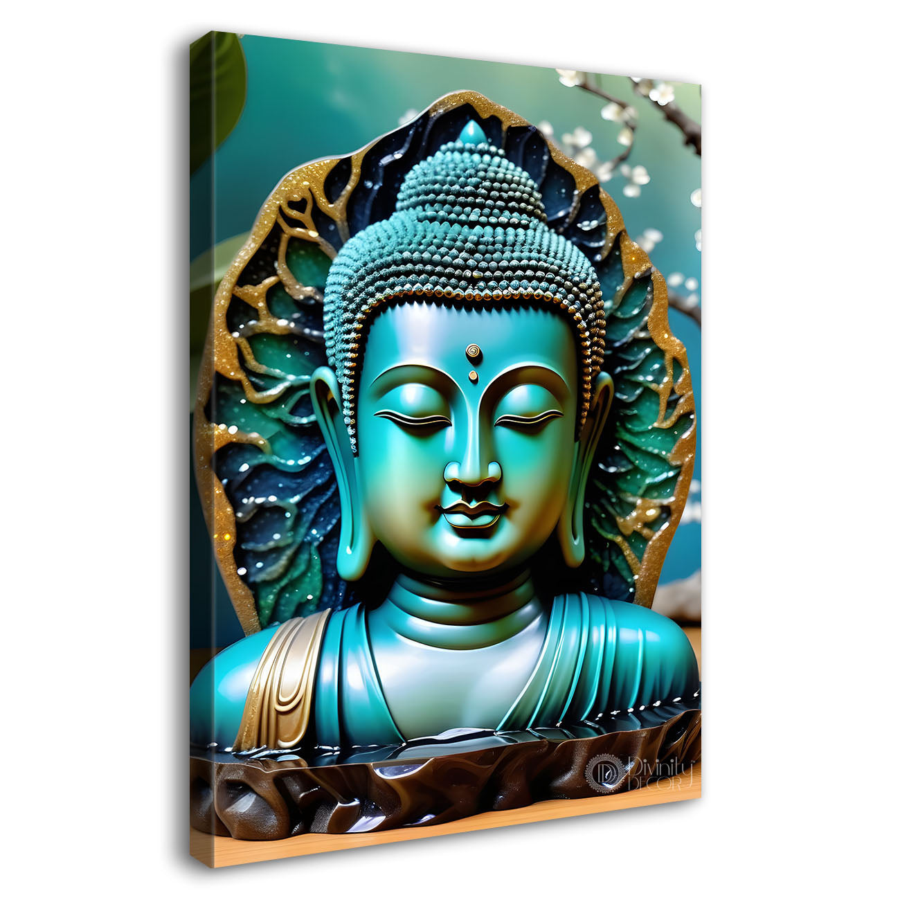 Blue buddha with dark texturd painting-V-174