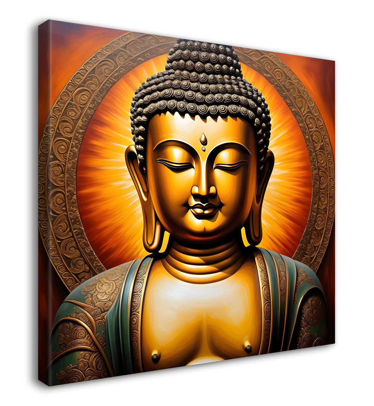 Buddha Painting Wooden Finish 24x24 inch Buddha-S-174