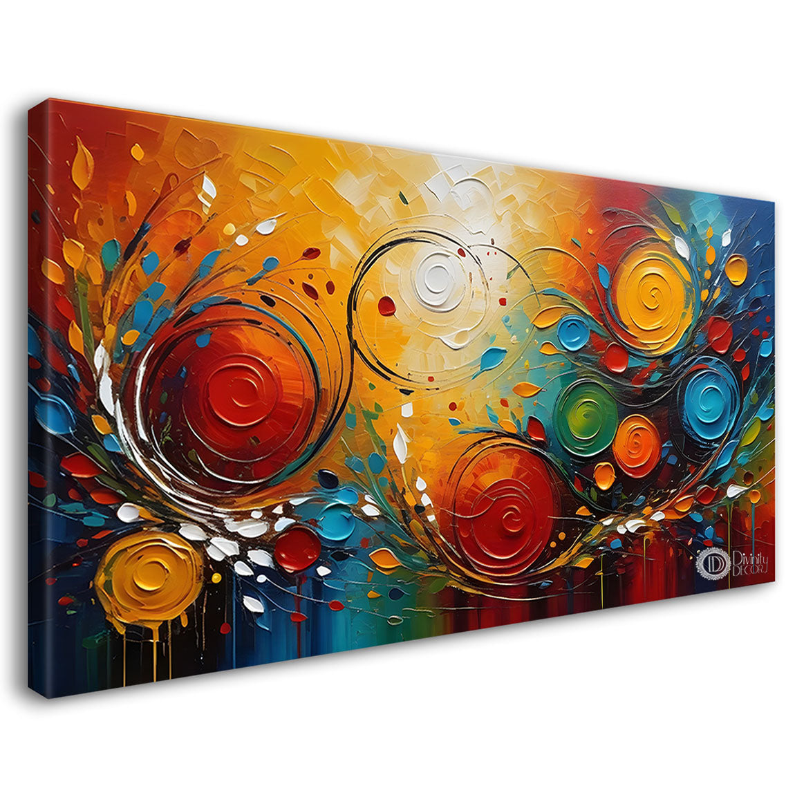 Colorful rings oil painting Canvas Painting - Design - Modern-L-174