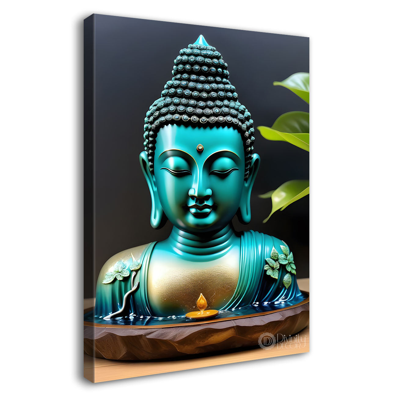 Blue buddha with dark texturd painting-V-175