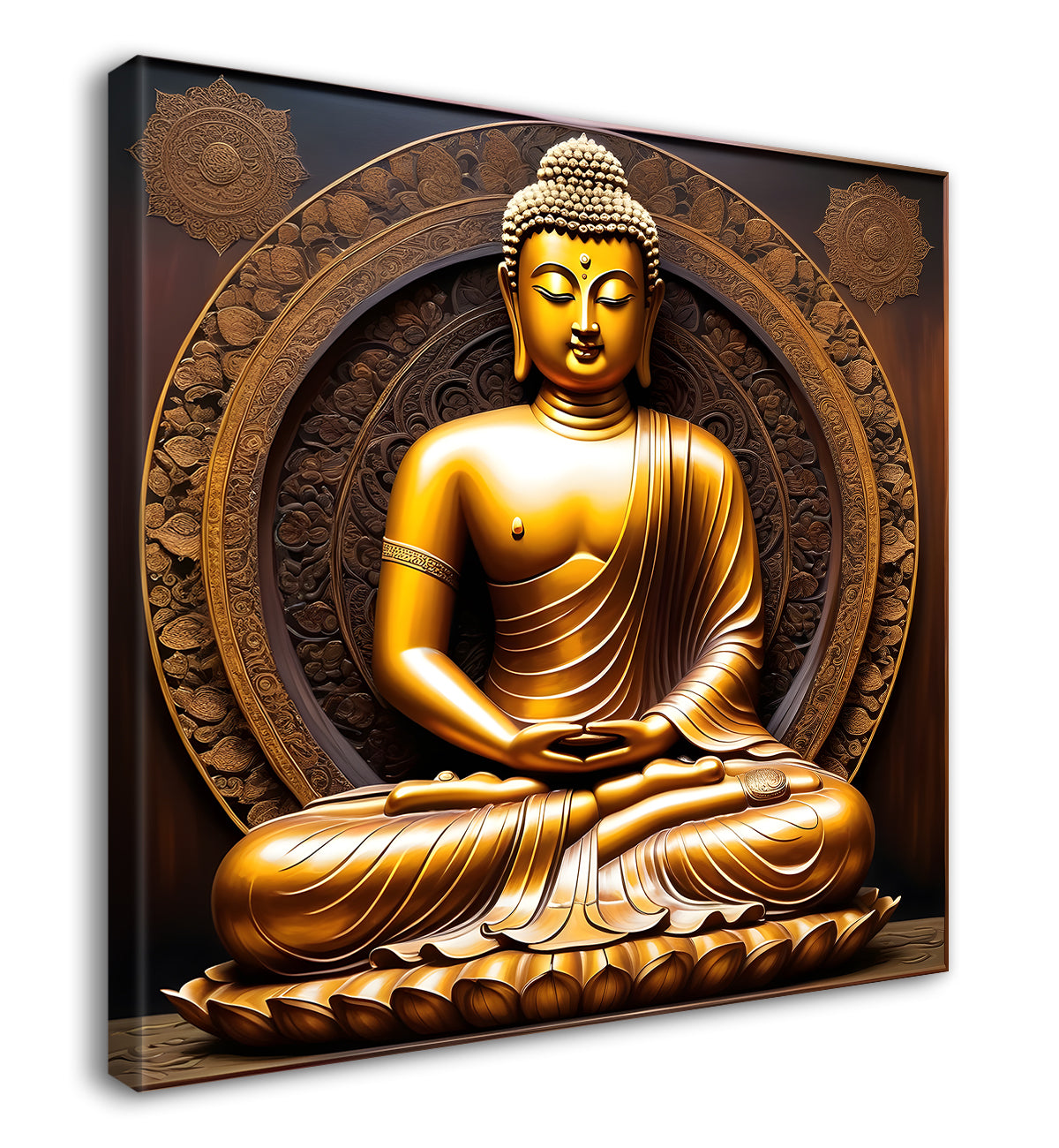 Buddha Painting Wooden Finish 24x24 inch Buddha-S-175