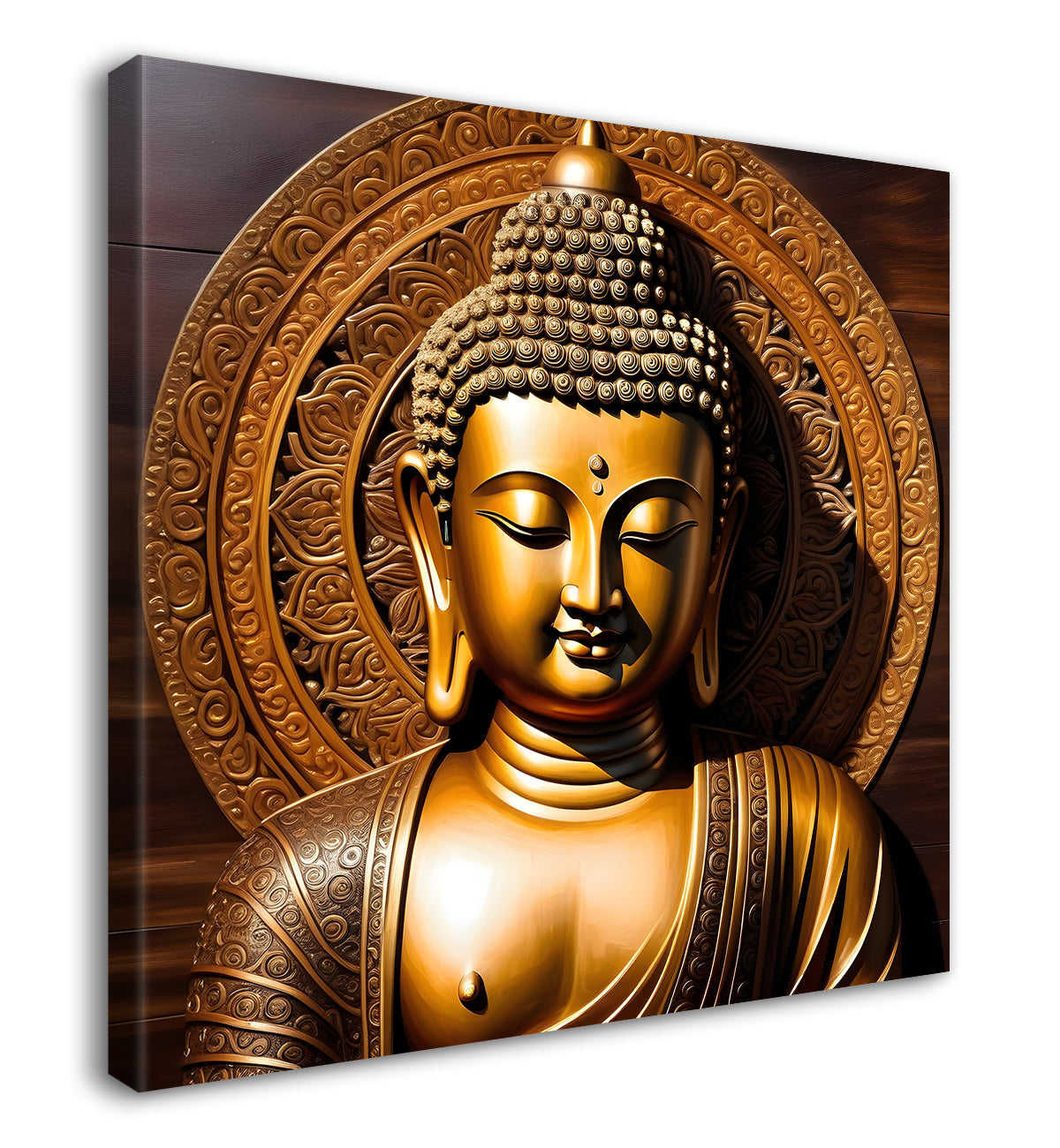 Buddha Painting Wooden Finish 24x24 inch Buddha-S-176