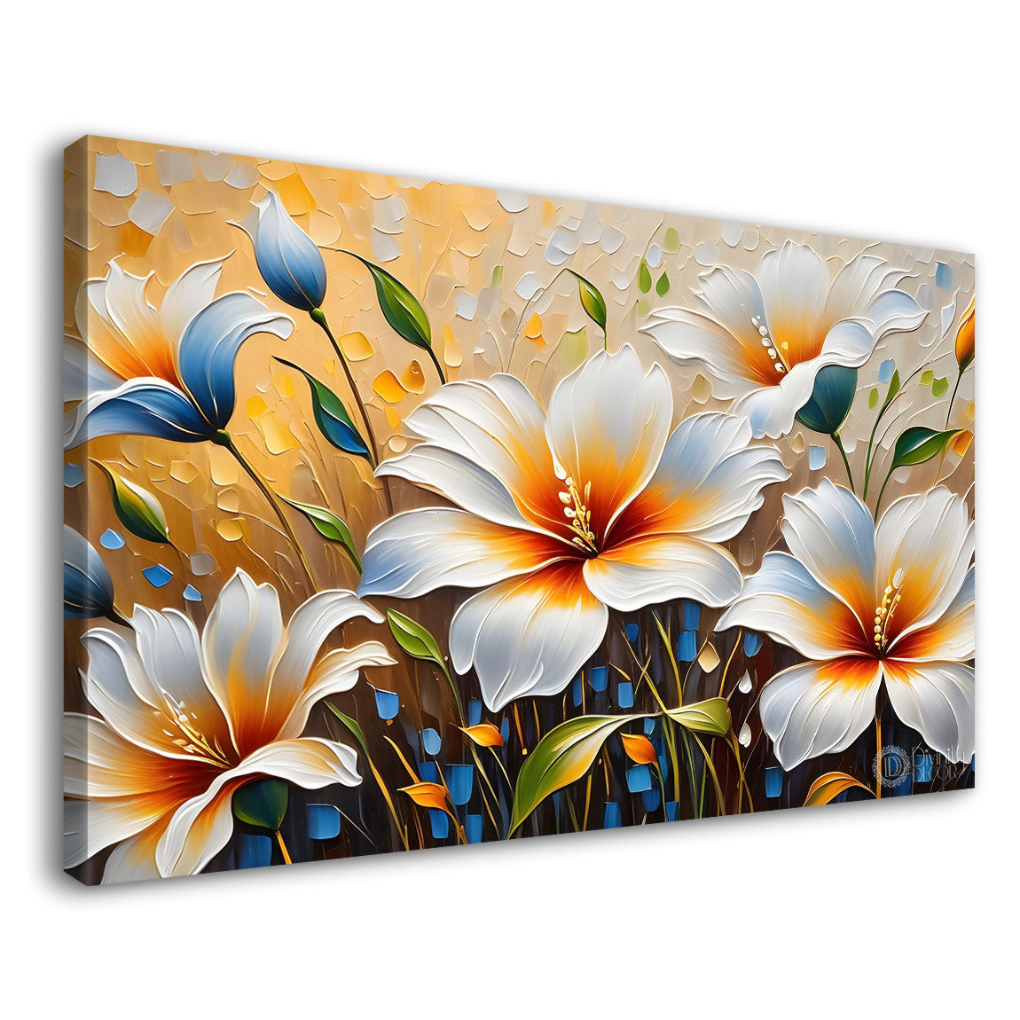 White flowers with light textured painting- Design - Flower-177