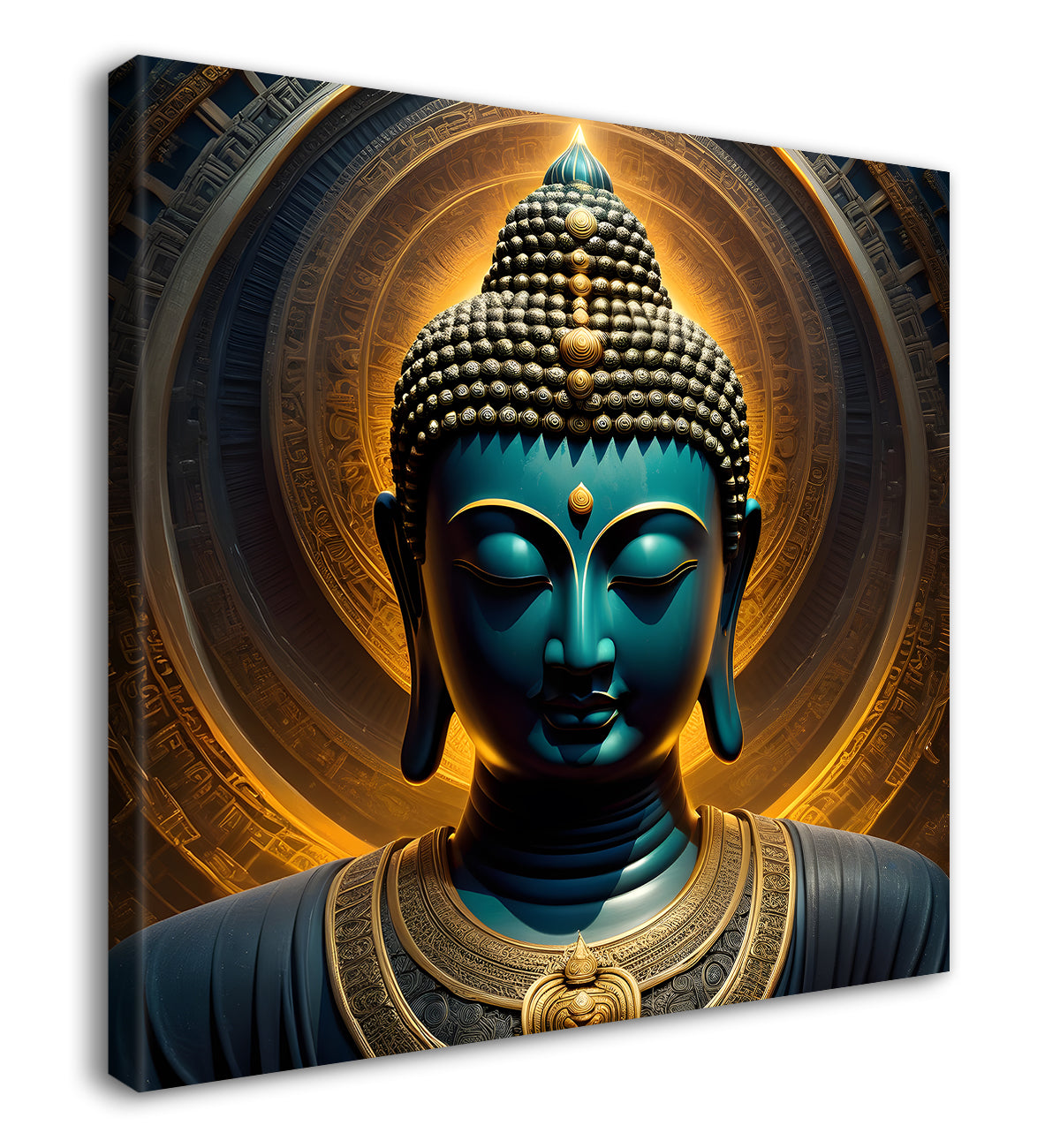 Golden Blue Dark theme budhha painting 24x24 inch Buddha-S-177