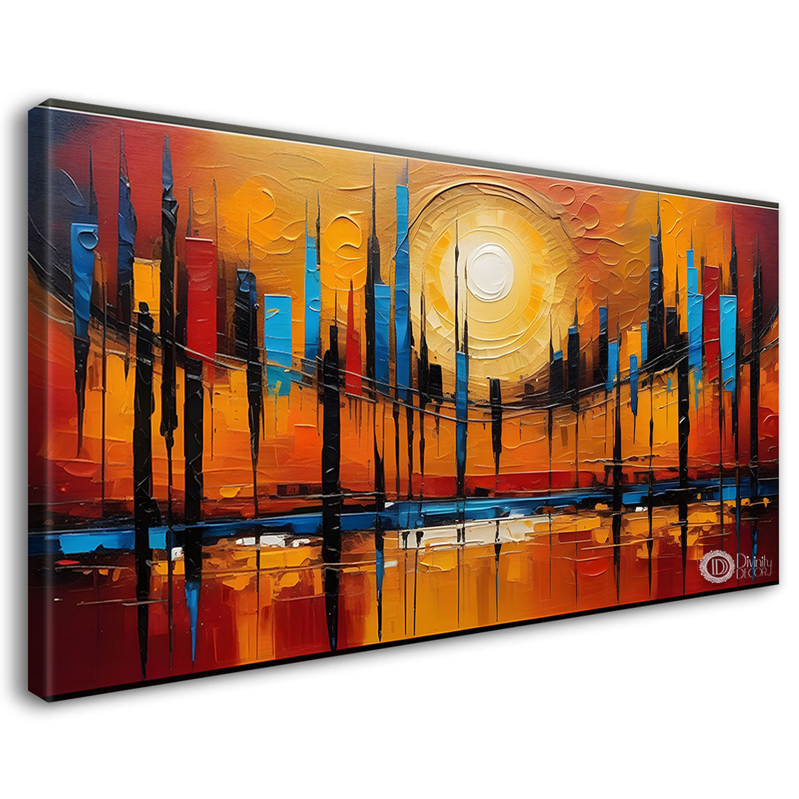 Sunset view textured modern art Canvas Painting - Design - Modern-L-177