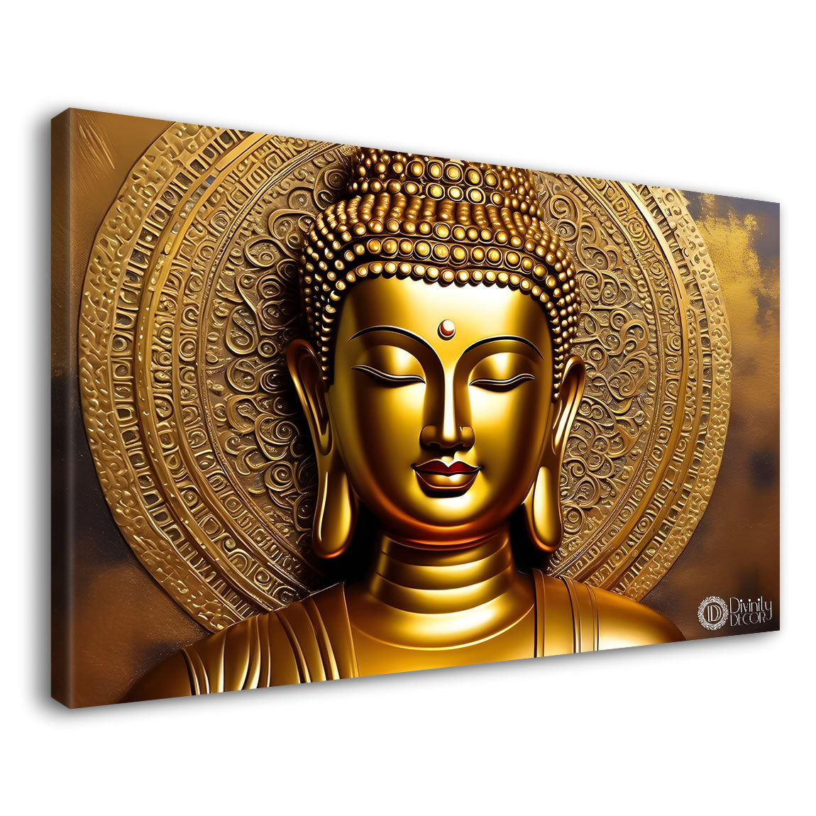 Golden buddha with golden background painting Canvas Wall Painting - Buddha-178