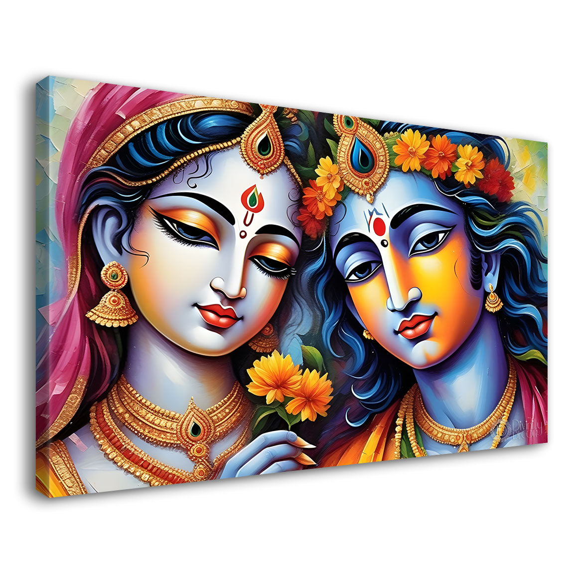 Krishna and Radha with light background painting Canvas Painting - Design - Krishna-178