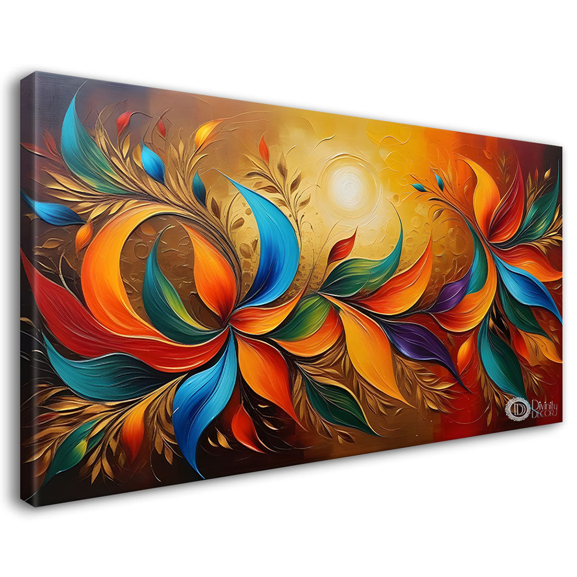 Colorful leaves textured modern art Canvas Painting - Design - Modern-L-178