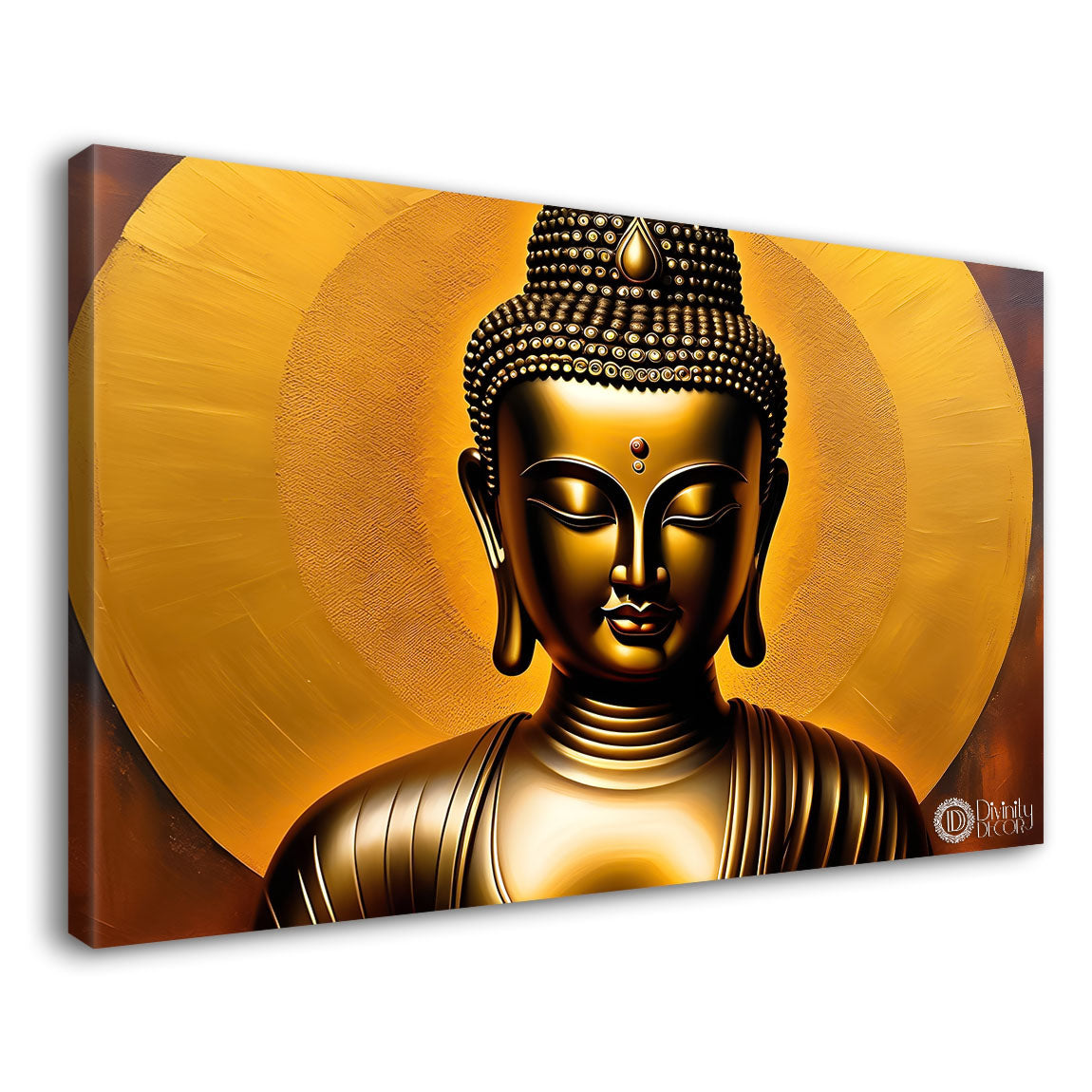 Golden buddha with golden background painting Canvas Wall Painting - Buddha-179
