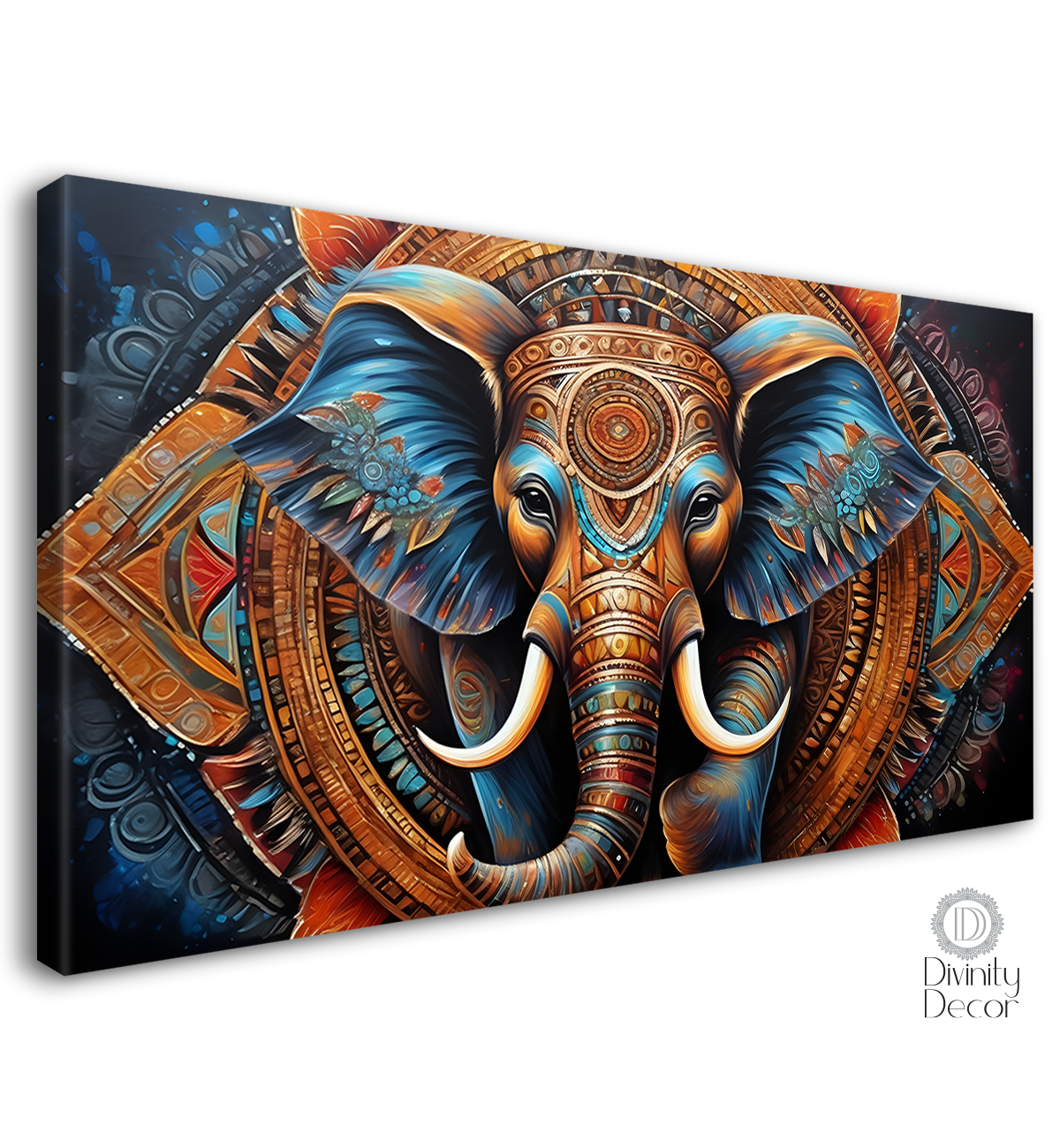 Elephant in brown and blue textured background art. - Design - Animal - 179
