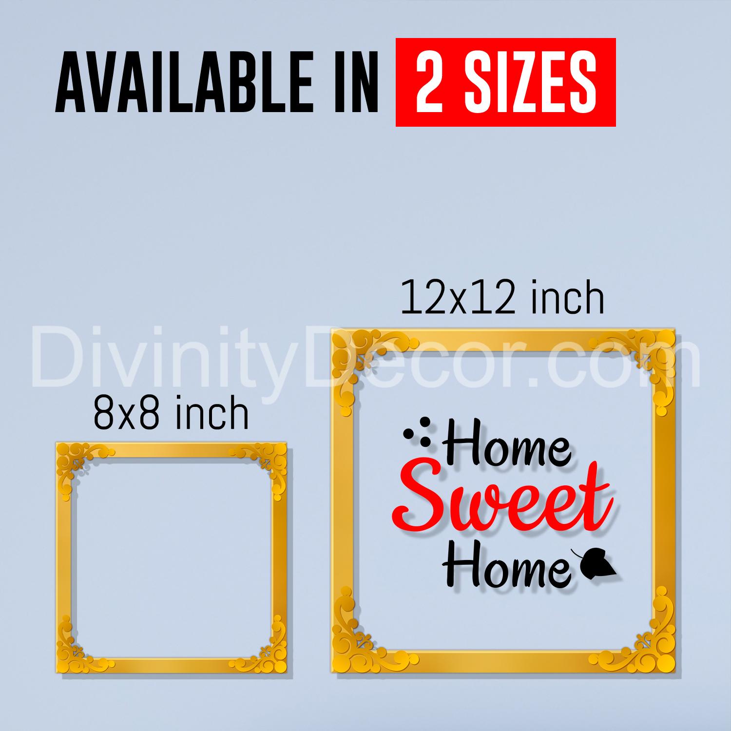 Home sweet home Golden Plaque for Gifting, Wall Decor Clear UV print with Golden Border-179