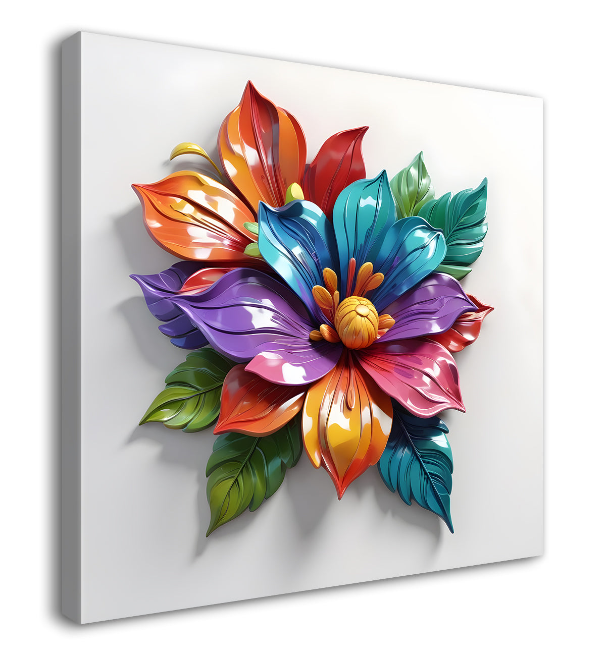 Colourful flowers in white background textured painting - Flower-S-179