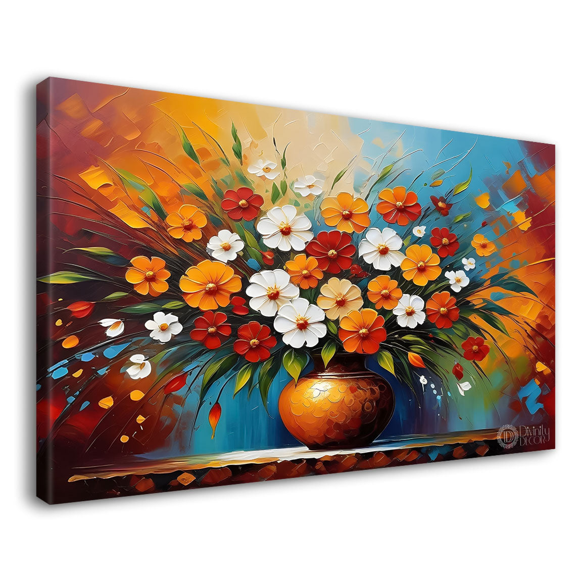 Colorful flowers textured painting - Design - Flower-17