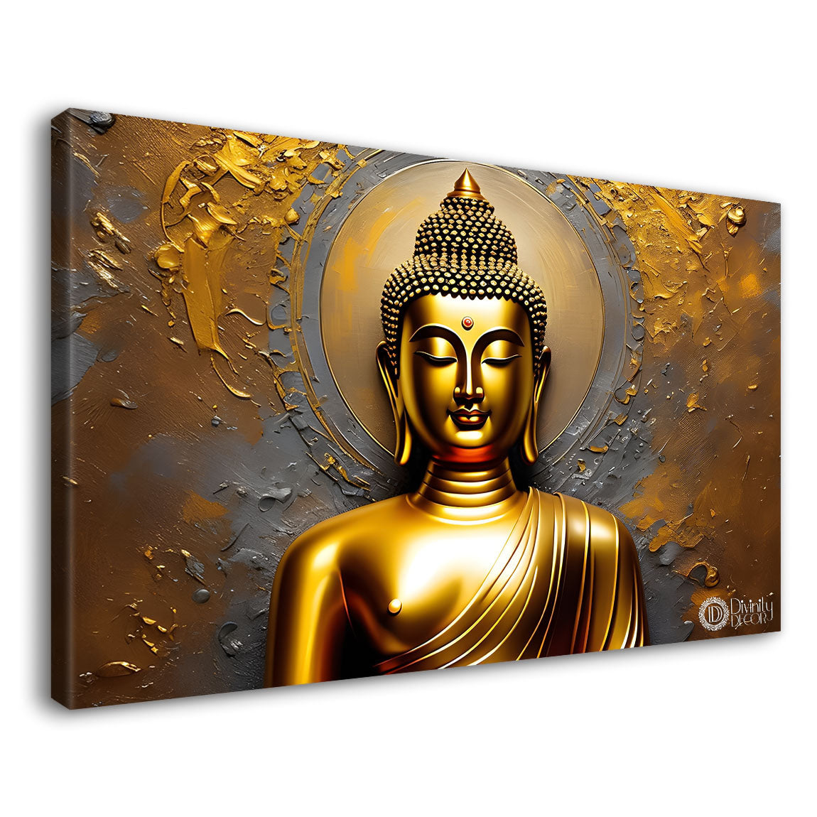 Golden buddha with golden background painting Canvas Wall Painting - Buddha-180