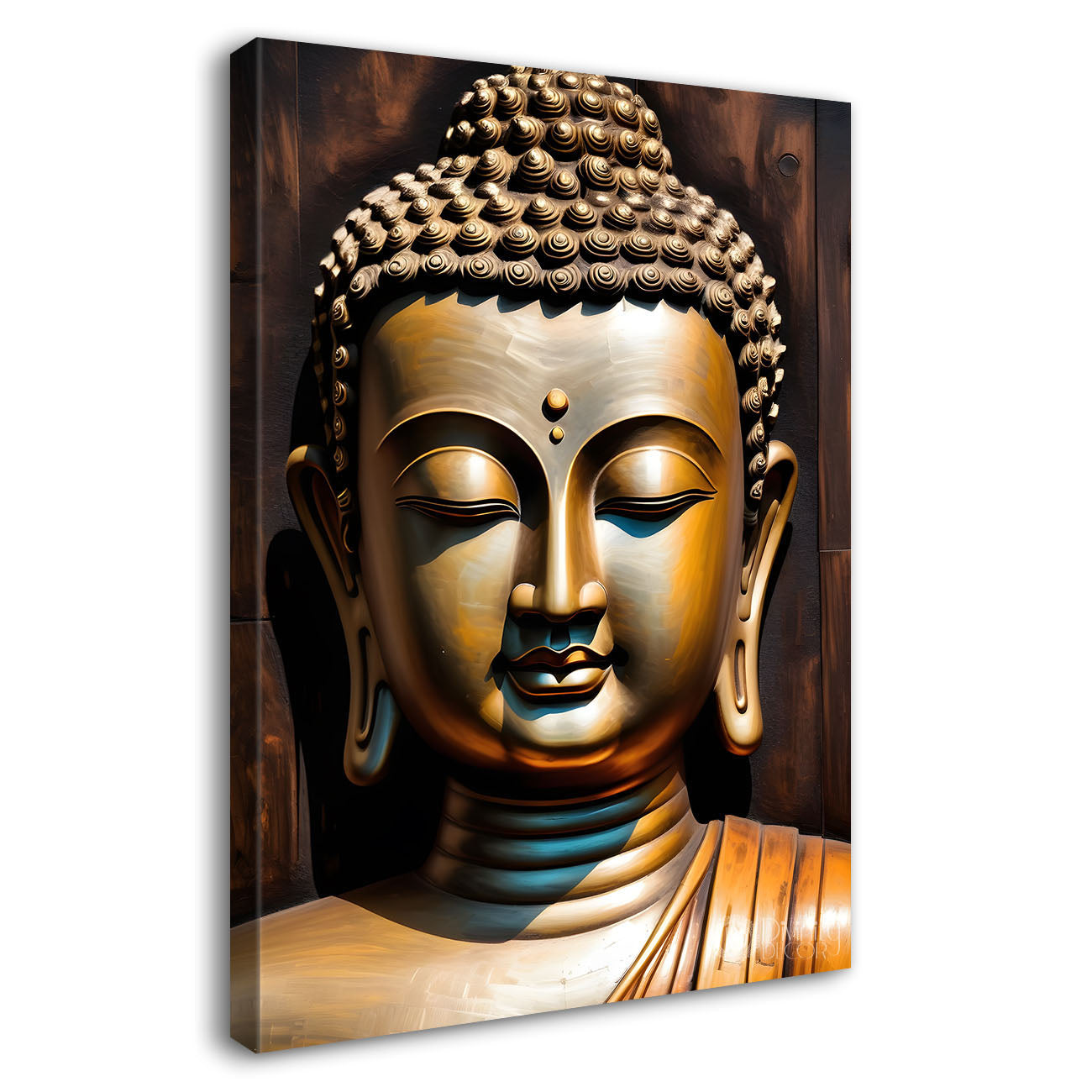 Golden buddha with dark texturd painting-V-180