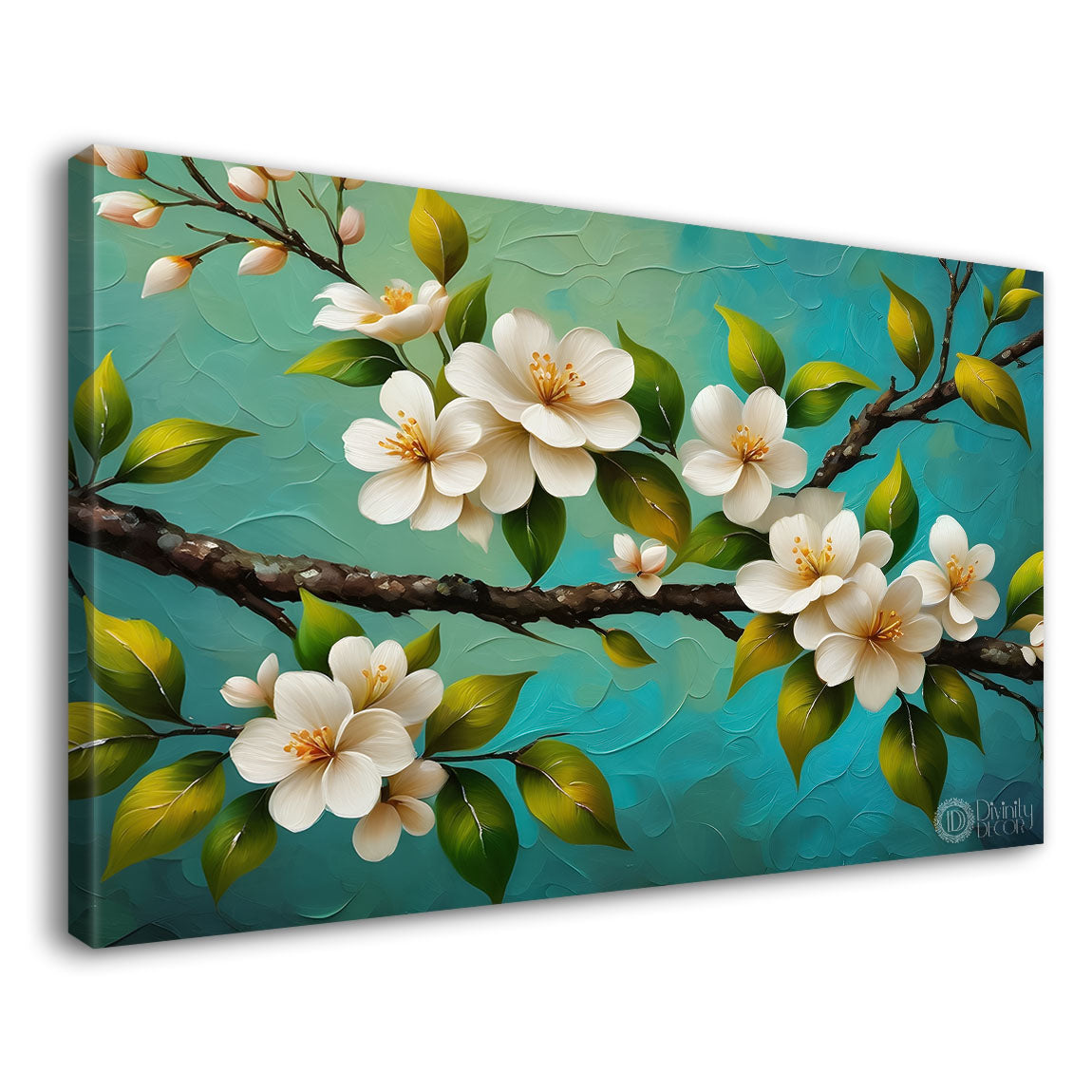 White flowers in green background- Design - Flower-180