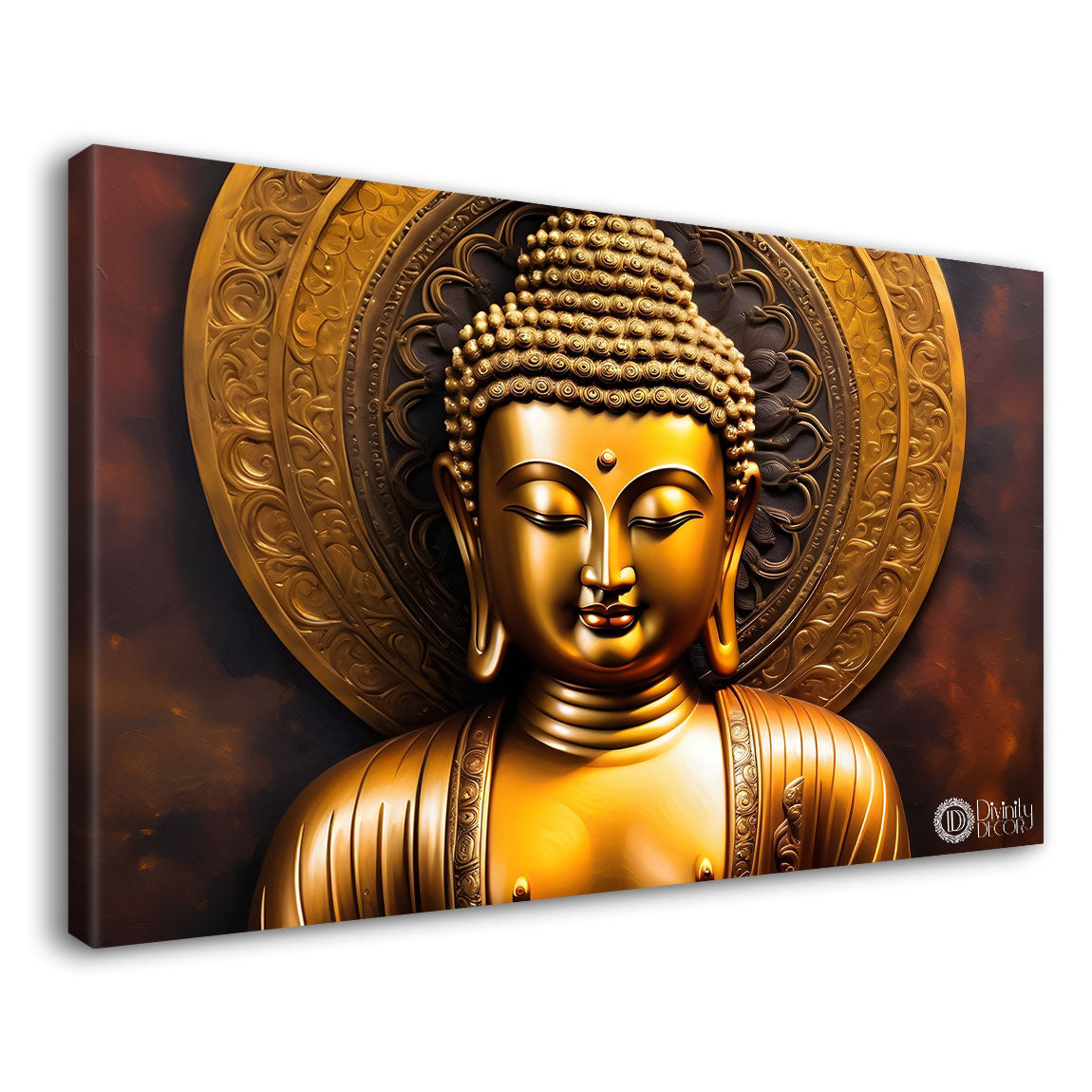 Golden buddha with golden background painting Canvas Wall Painting - Buddha-181